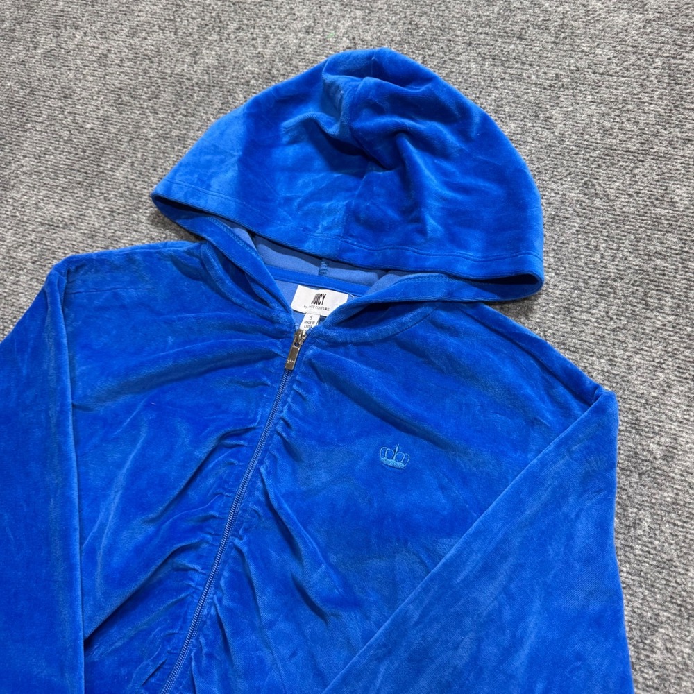 VTG Juicy Couture Velvet Full-zip Jacket Women's S Blue Y2K Hoodie 90s